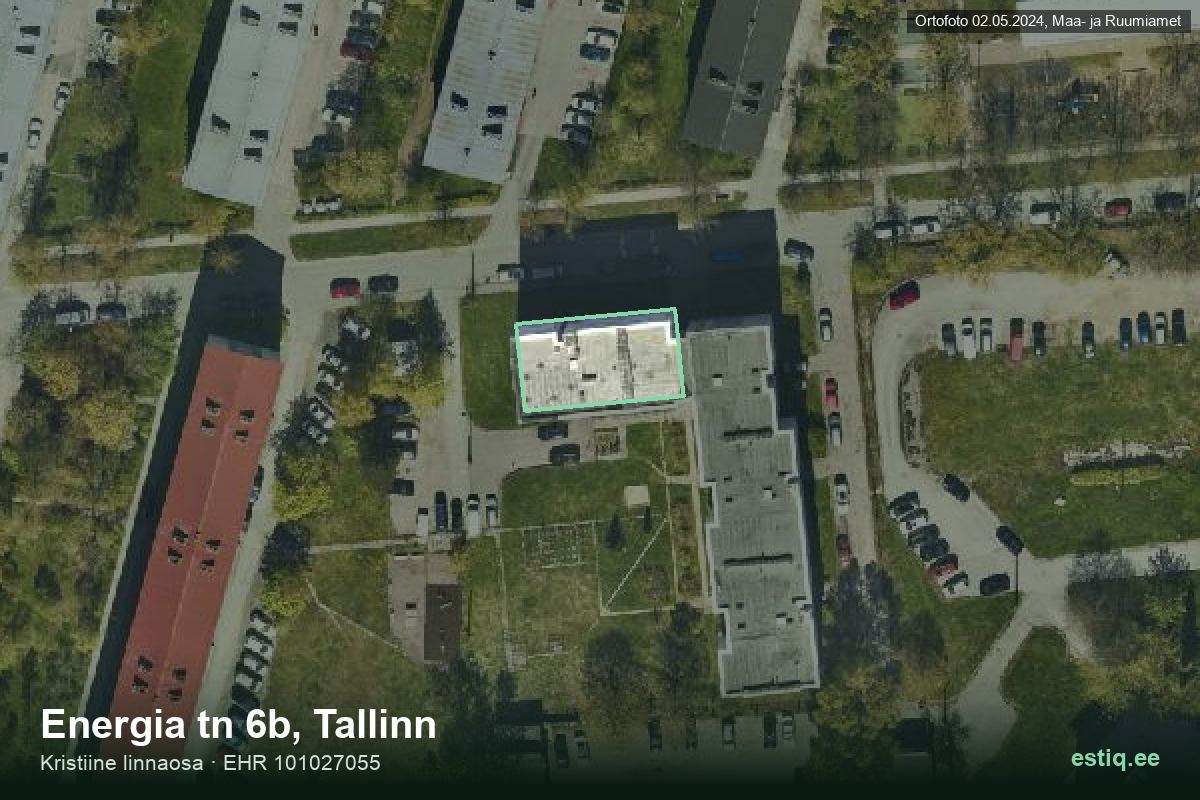 Energia tänav 6b, Tallinn – hoone aerofoto, kontuur ehitisregistri (EHR) andmetest