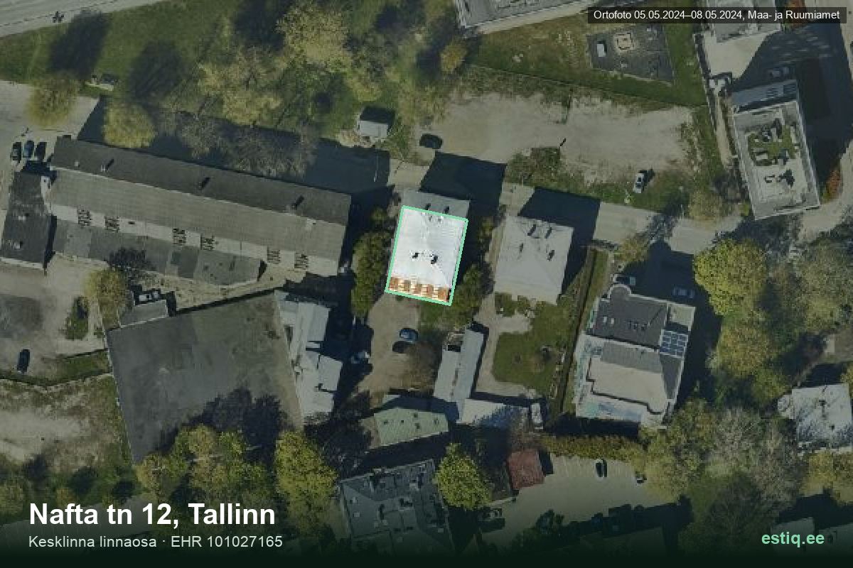 Nafta tänav 12, Tallinn – hoone aerofoto, kontuur ehitisregistri (EHR) andmetest