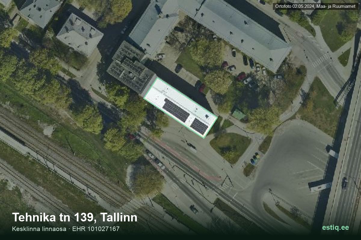 Tehnika tänav 139, Tallinn – aerial photo of the building, outline from the Building Register (EHR)