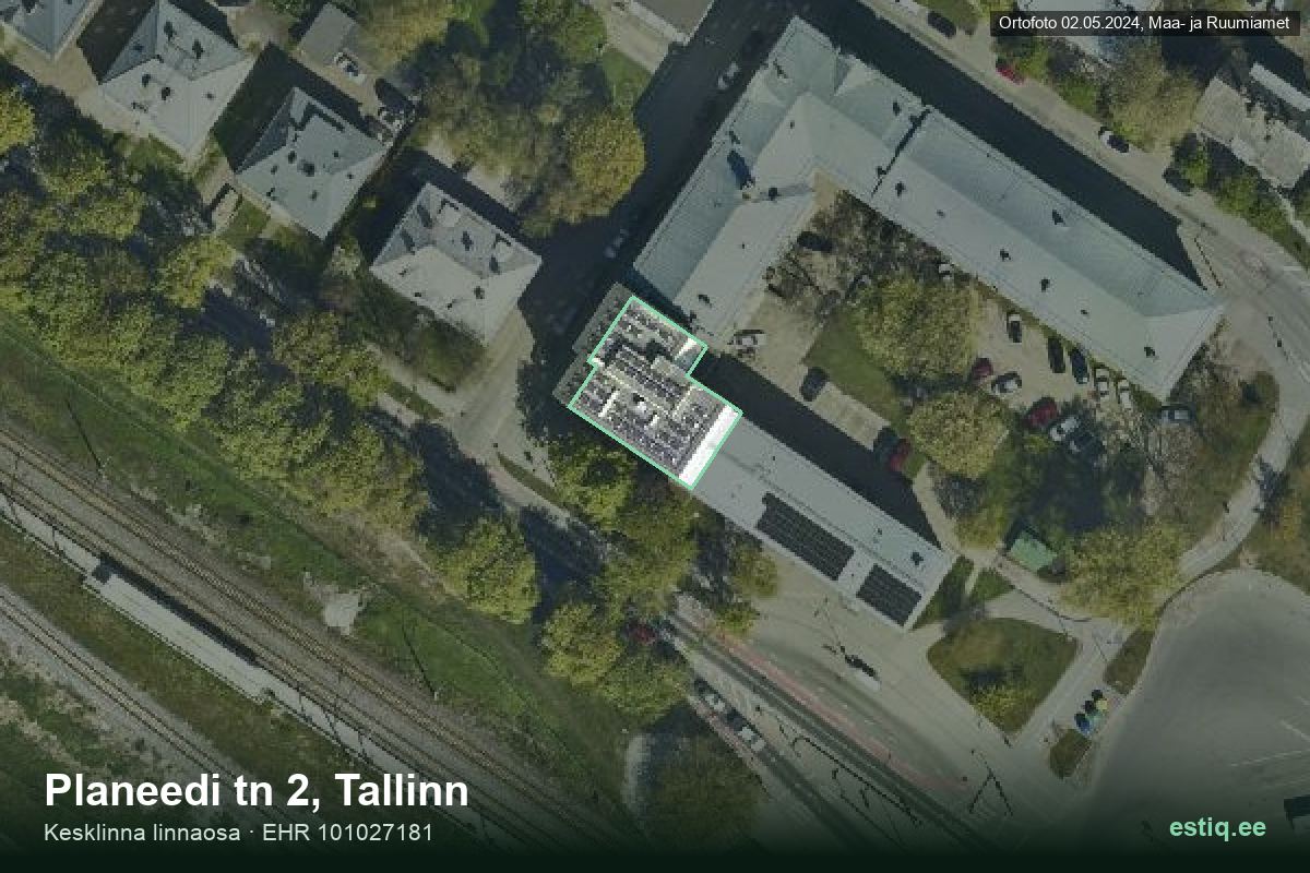 Planeedi tänav 2, Tallinn – ilmakuva rakennuksesta, ääriviiva rakennusrekisteristä (EHR)