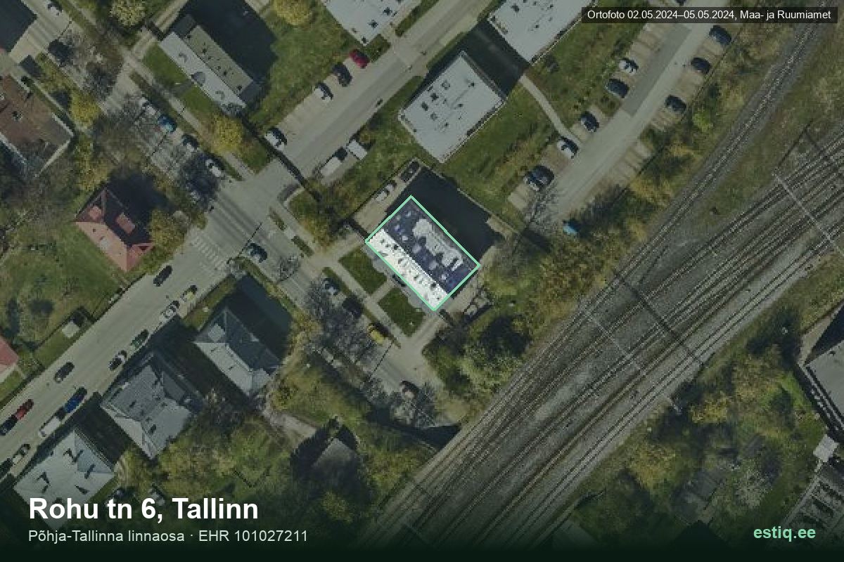 Rohu tänav 6, Tallinn – ilmakuva rakennuksesta, ääriviiva rakennusrekisteristä (EHR)