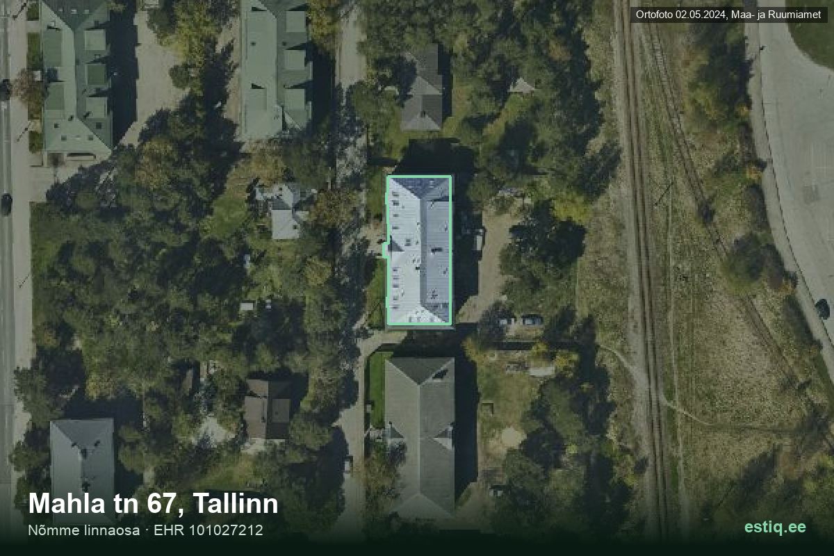 Mahla tänav 67, Tallinn – hoone aerofoto, kontuur ehitisregistri (EHR) andmetest