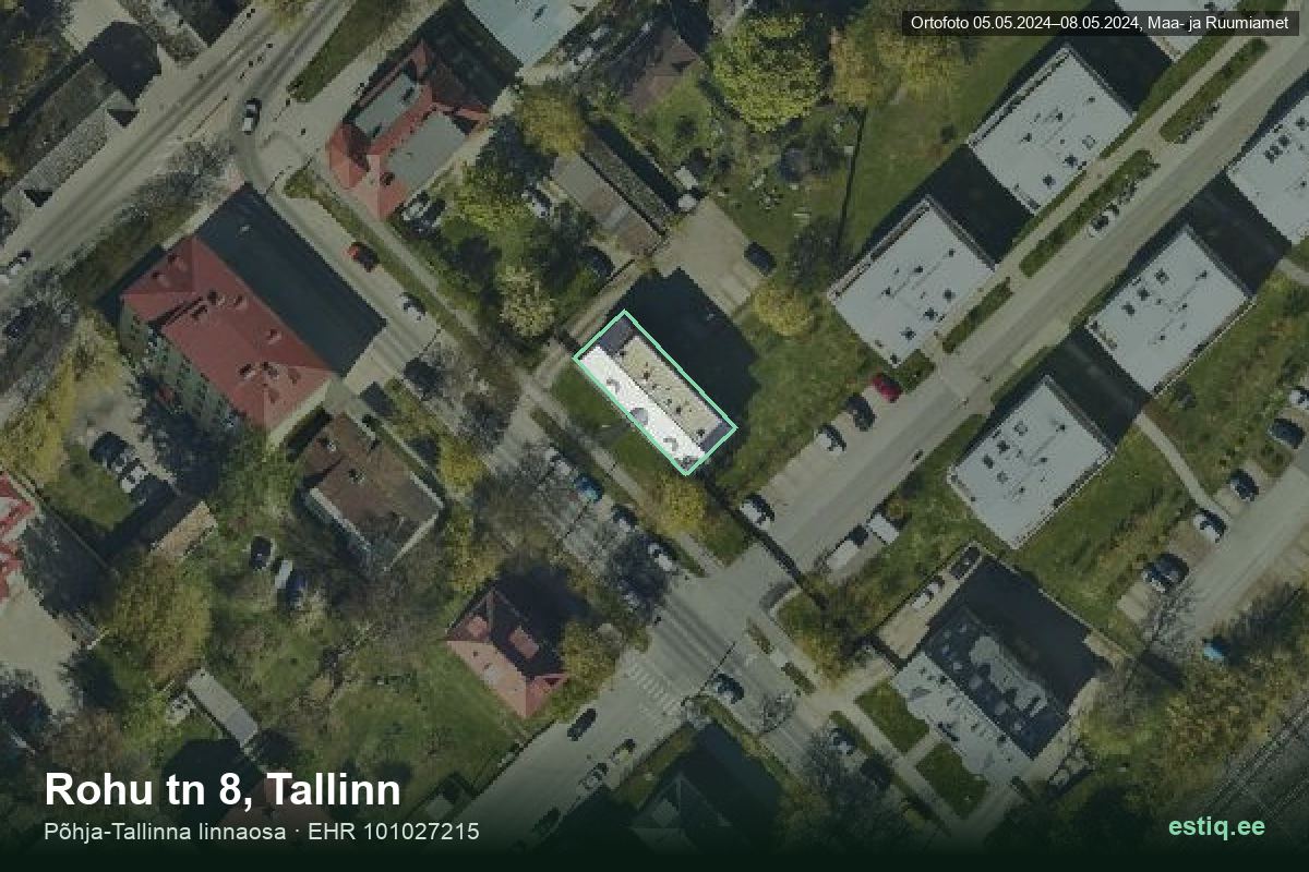Rohu tänav 8, Tallinn – hoone aerofoto, kontuur ehitisregistri (EHR) andmetest