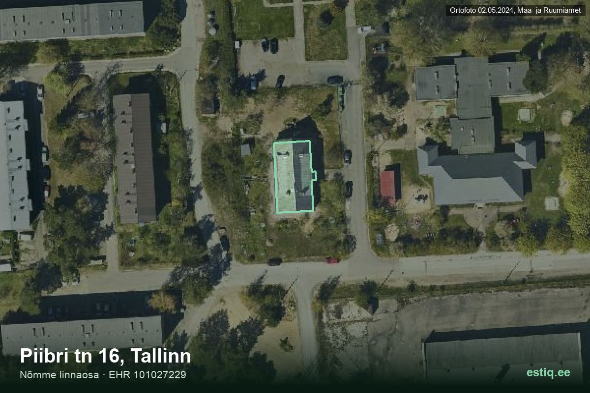 Piibri tänav 16, Tallinn – aerial photo of the building, outline from the Building Register (EHR)