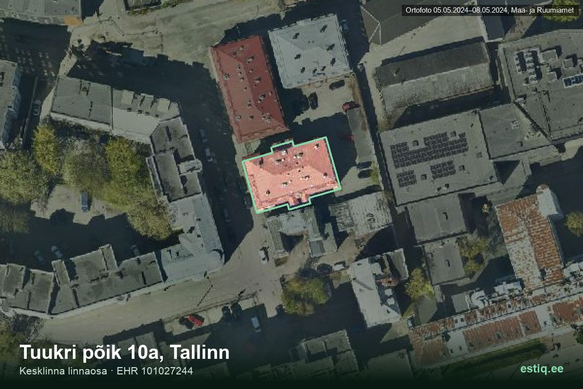 Tuukri põik 10a, Tallinn – аэрофото дома, контур по данным регистра строений (EHR)