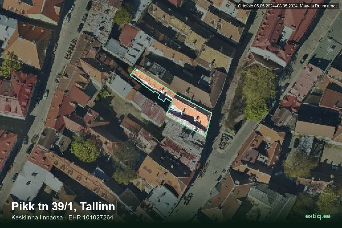 Pikk tänav 39/1, Tallinn – hoone aerofoto, kontuur ehitisregistri (EHR) andmetest