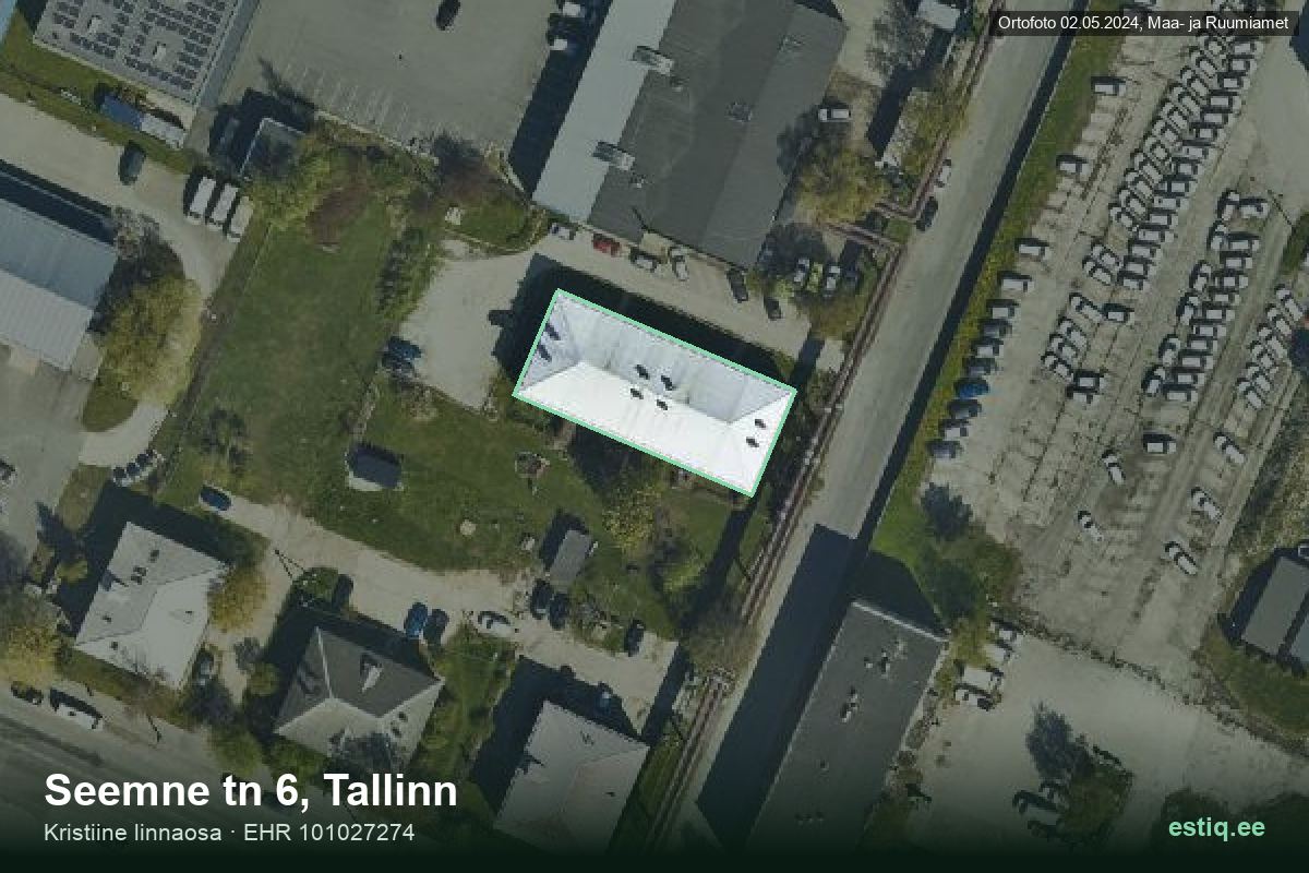 Seemne tänav 6, Tallinn – aerial photo of the building, outline from the Building Register (EHR)