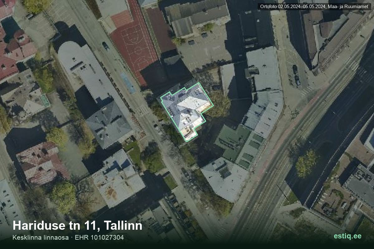 Hariduse tänav 11, Tallinn – аэрофото дома, контур по данным регистра строений (EHR)