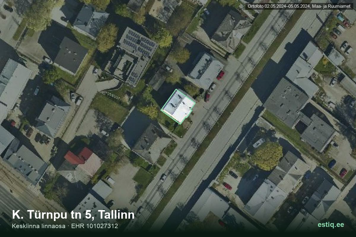 K. Türnpu tänav 5, Tallinn – hoone aerofoto, kontuur ehitisregistri (EHR) andmetest
