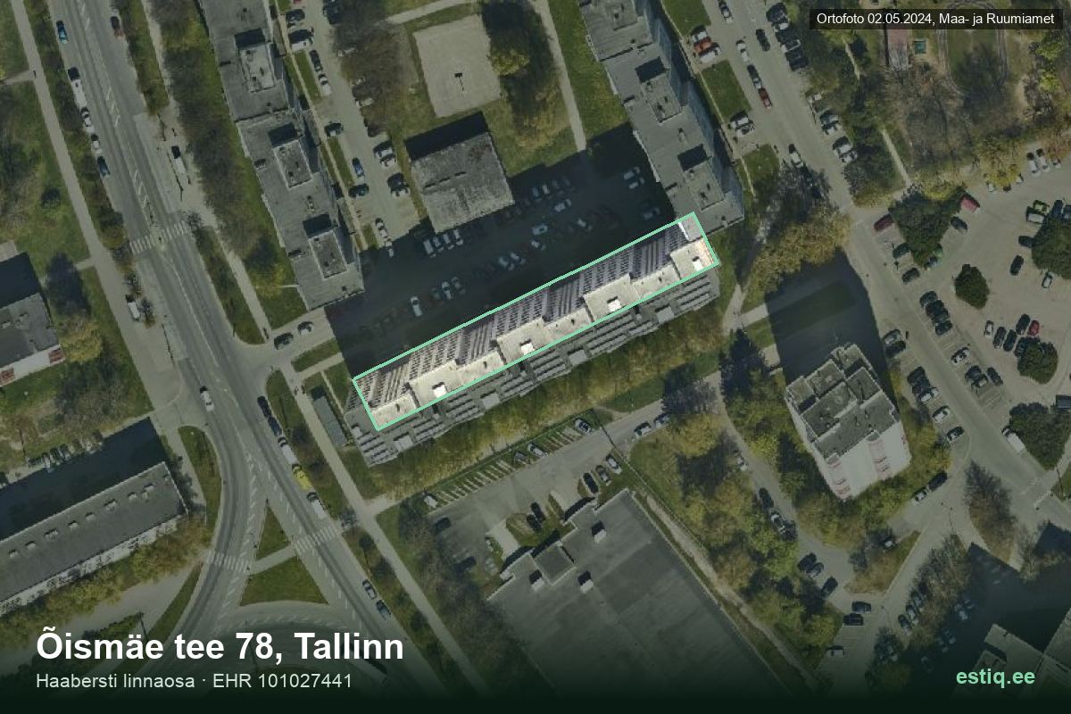 Õismäe tee 78, Tallinn – hoone aerofoto, kontuur ehitisregistri (EHR) andmetest