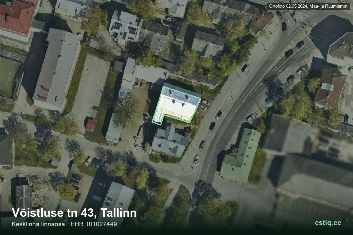 Võistluse tänav 43, Tallinn – ilmakuva rakennuksesta, ääriviiva rakennusrekisteristä (EHR)
