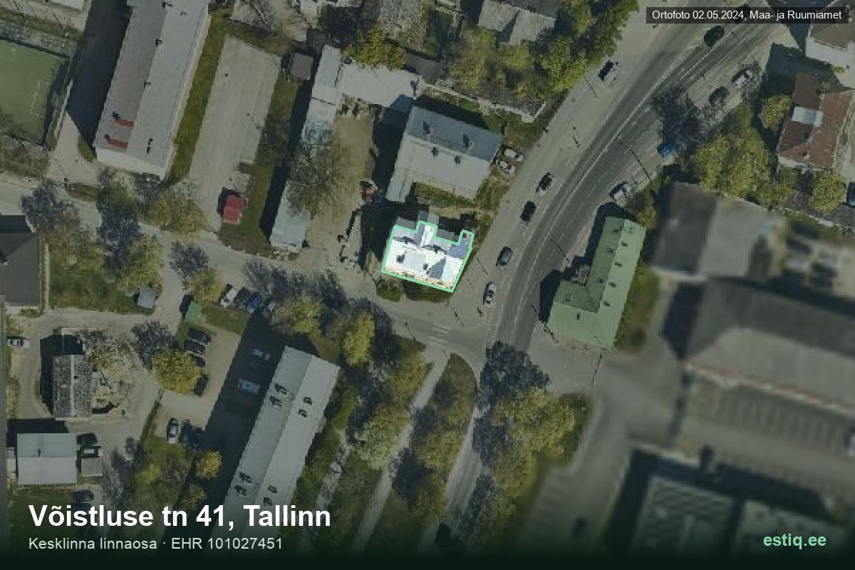 Võistluse tänav 41, Tallinn – ilmakuva rakennuksesta, ääriviiva rakennusrekisteristä (EHR)