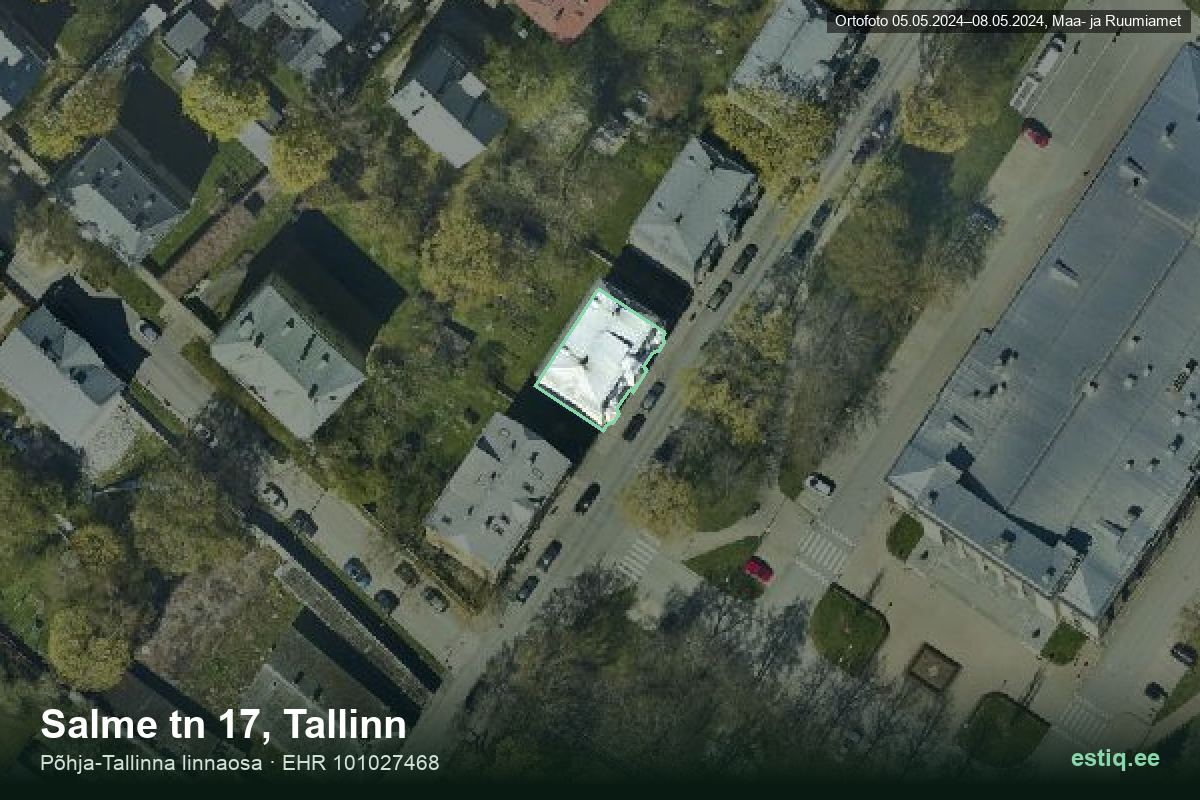 Salme tänav 17, Tallinn – hoone aerofoto, kontuur ehitisregistri (EHR) andmetest