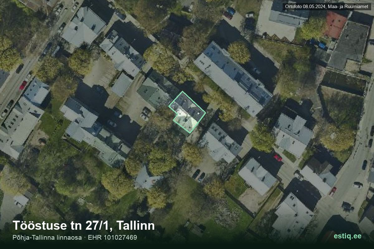Tööstuse tänav 27/1, Tallinn – hoone aerofoto, kontuur ehitisregistri (EHR) andmetest