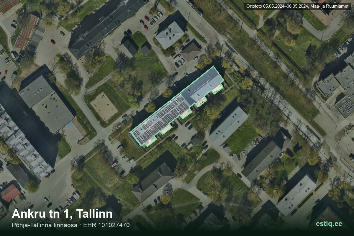 Ankru tänav 1, Tallinn – hoone aerofoto, kontuur ehitisregistri (EHR) andmetest