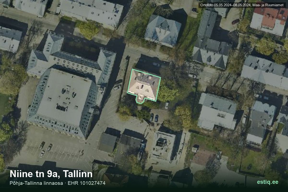 Niine tänav 9a, Tallinn – hoone aerofoto, kontuur ehitisregistri (EHR) andmetest