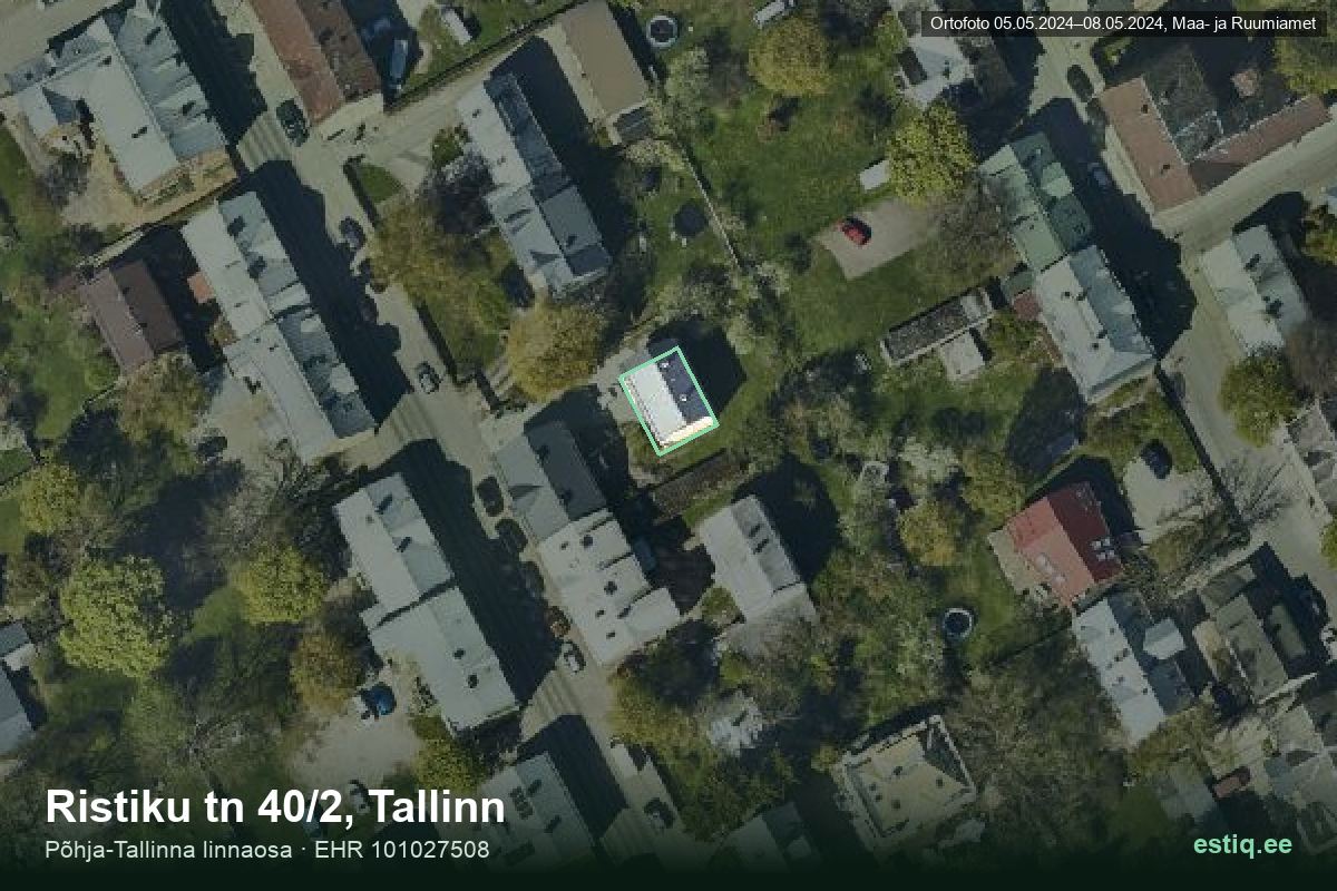 Ristiku tänav 40/2, Tallinn – ilmakuva rakennuksesta, ääriviiva rakennusrekisteristä (EHR)