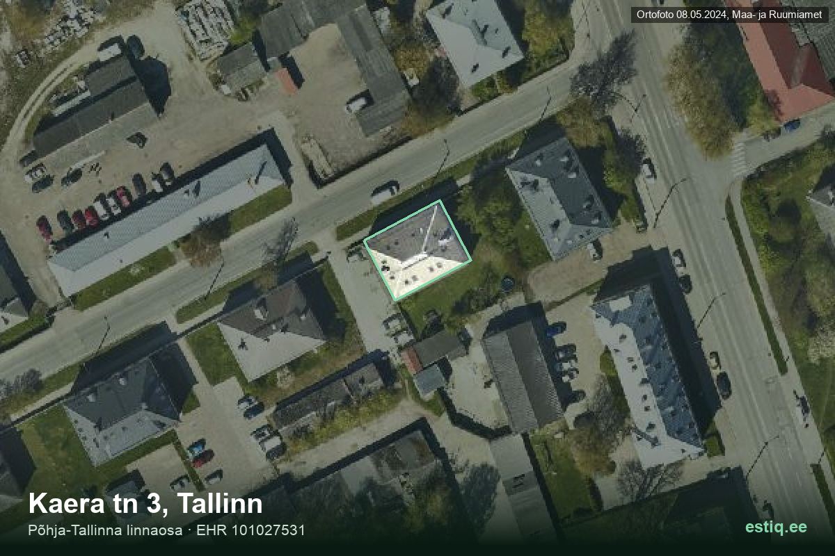 Kaera tänav 3, Tallinn – hoone aerofoto, kontuur ehitisregistri (EHR) andmetest
