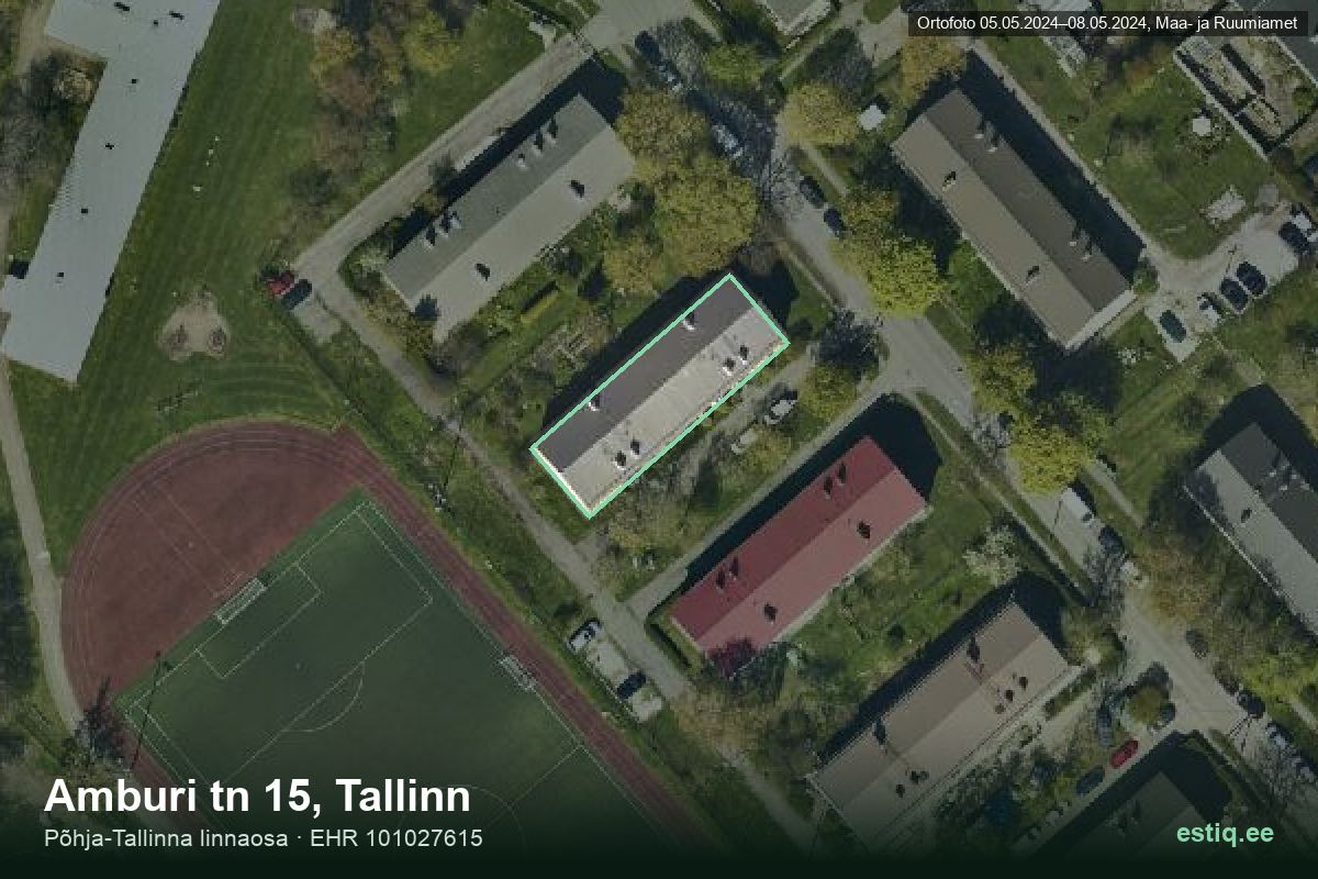 Amburi tänav 15, Tallinn – hoone aerofoto, kontuur ehitisregistri (EHR) andmetest