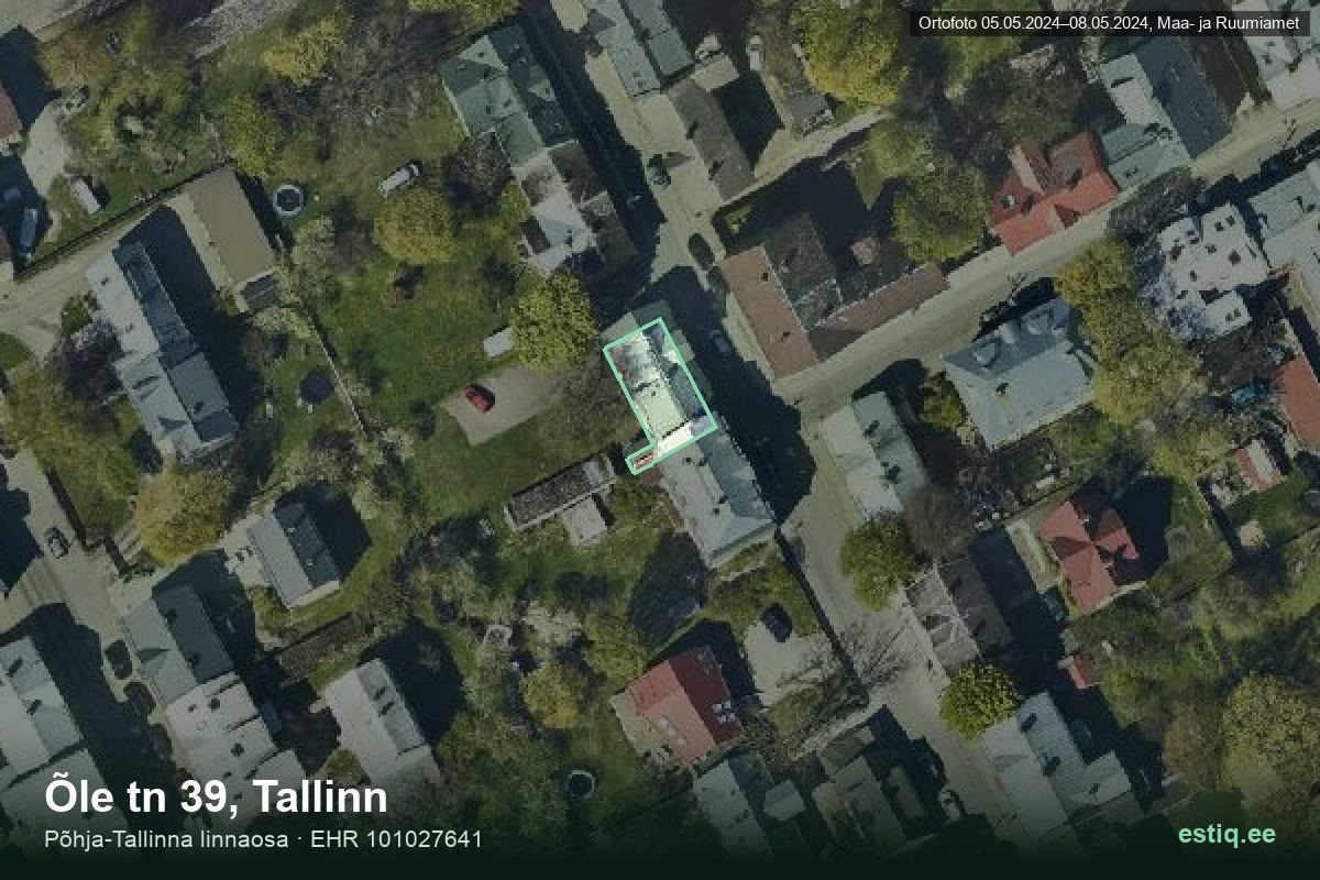 Õle tänav 39, Tallinn – hoone aerofoto, kontuur ehitisregistri (EHR) andmetest