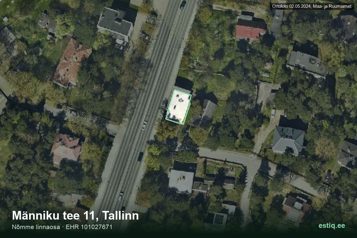 Männiku tee 11, Tallinn – hoone aerofoto, kontuur ehitisregistri (EHR) andmetest