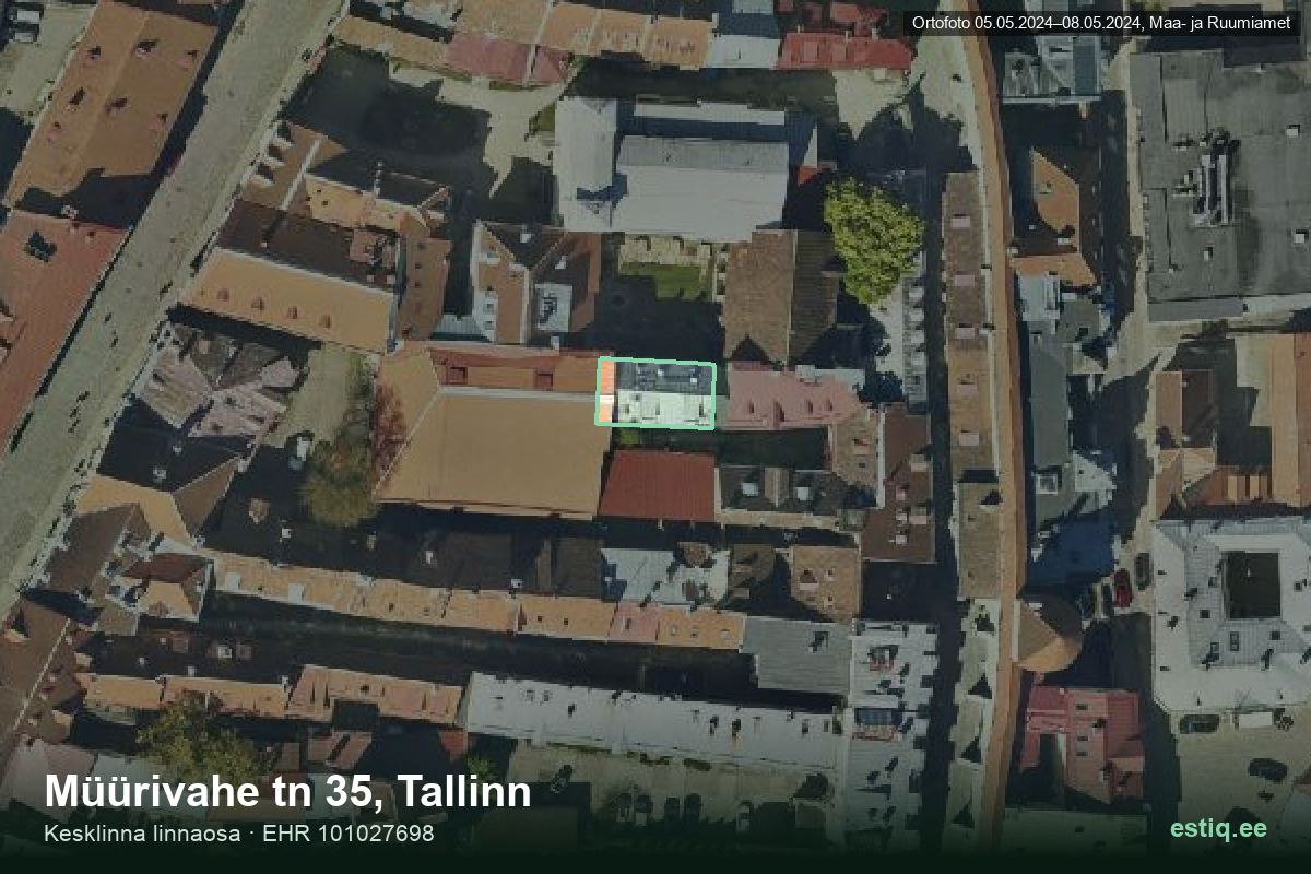 Müürivahe tänav 35, Tallinn – ilmakuva rakennuksesta, ääriviiva rakennusrekisteristä (EHR)