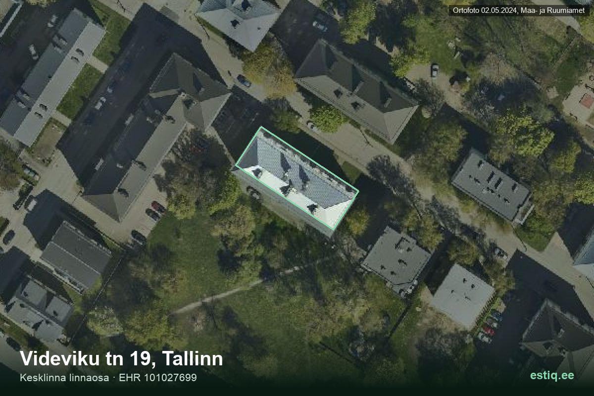 Videviku tänav 19, Tallinn – hoone aerofoto, kontuur ehitisregistri (EHR) andmetest