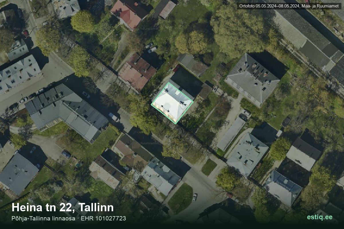 Heina tänav 22, Tallinn – hoone aerofoto, kontuur ehitisregistri (EHR) andmetest
