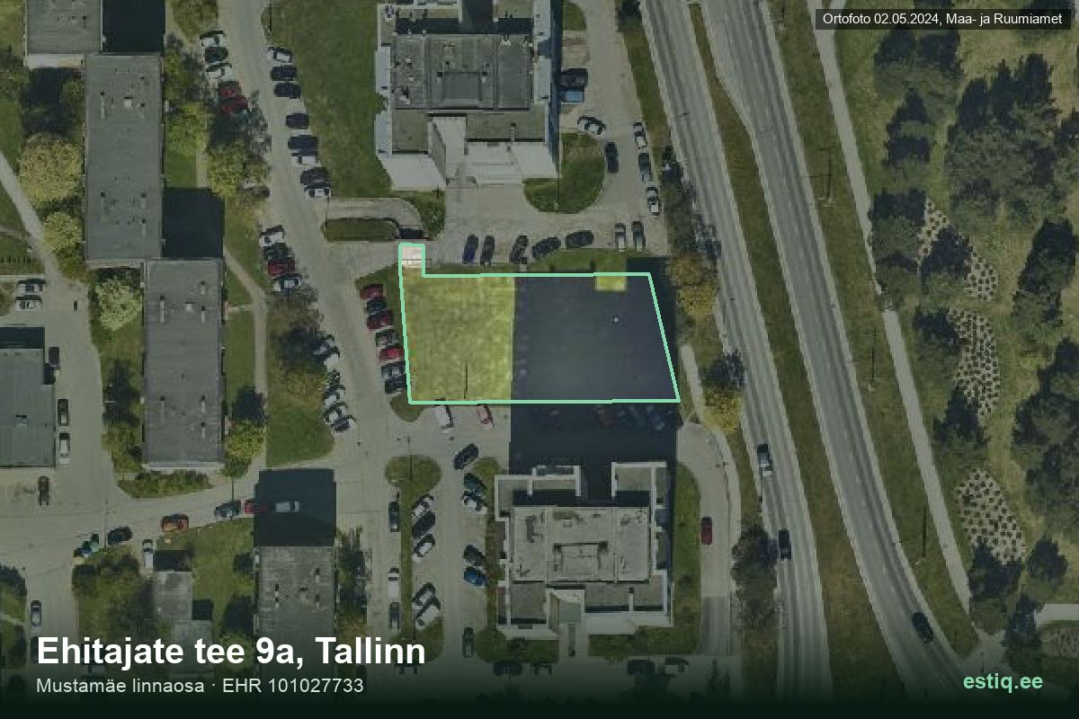 Ehitajate tee 9a, Tallinn – ilmakuva rakennuksesta, ääriviiva rakennusrekisteristä (EHR)