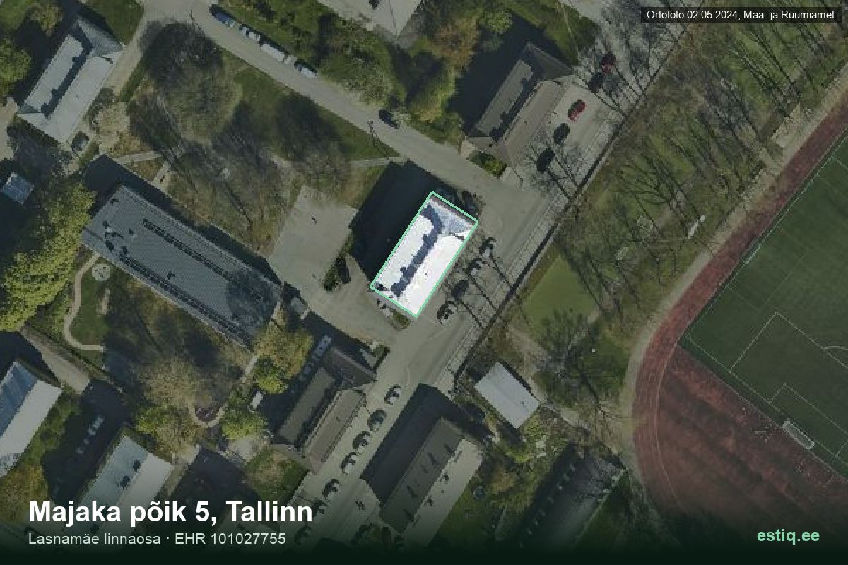 Majaka põik 5, Tallinn – hoone aerofoto, kontuur ehitisregistri (EHR) andmetest