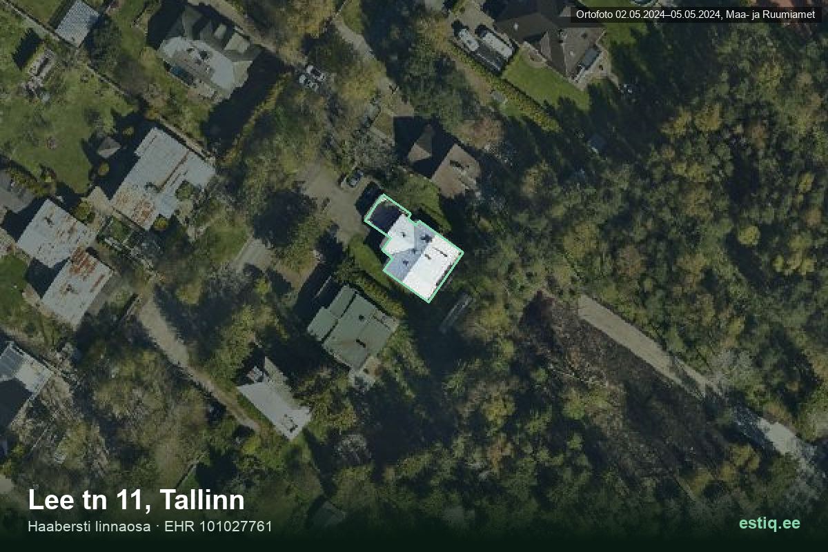 Lee tänav 11, Tallinn – ilmakuva rakennuksesta, ääriviiva rakennusrekisteristä (EHR)