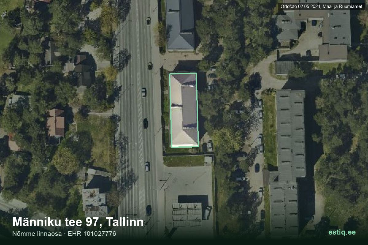 Männiku tee 97, Tallinn – hoone aerofoto, kontuur ehitisregistri (EHR) andmetest