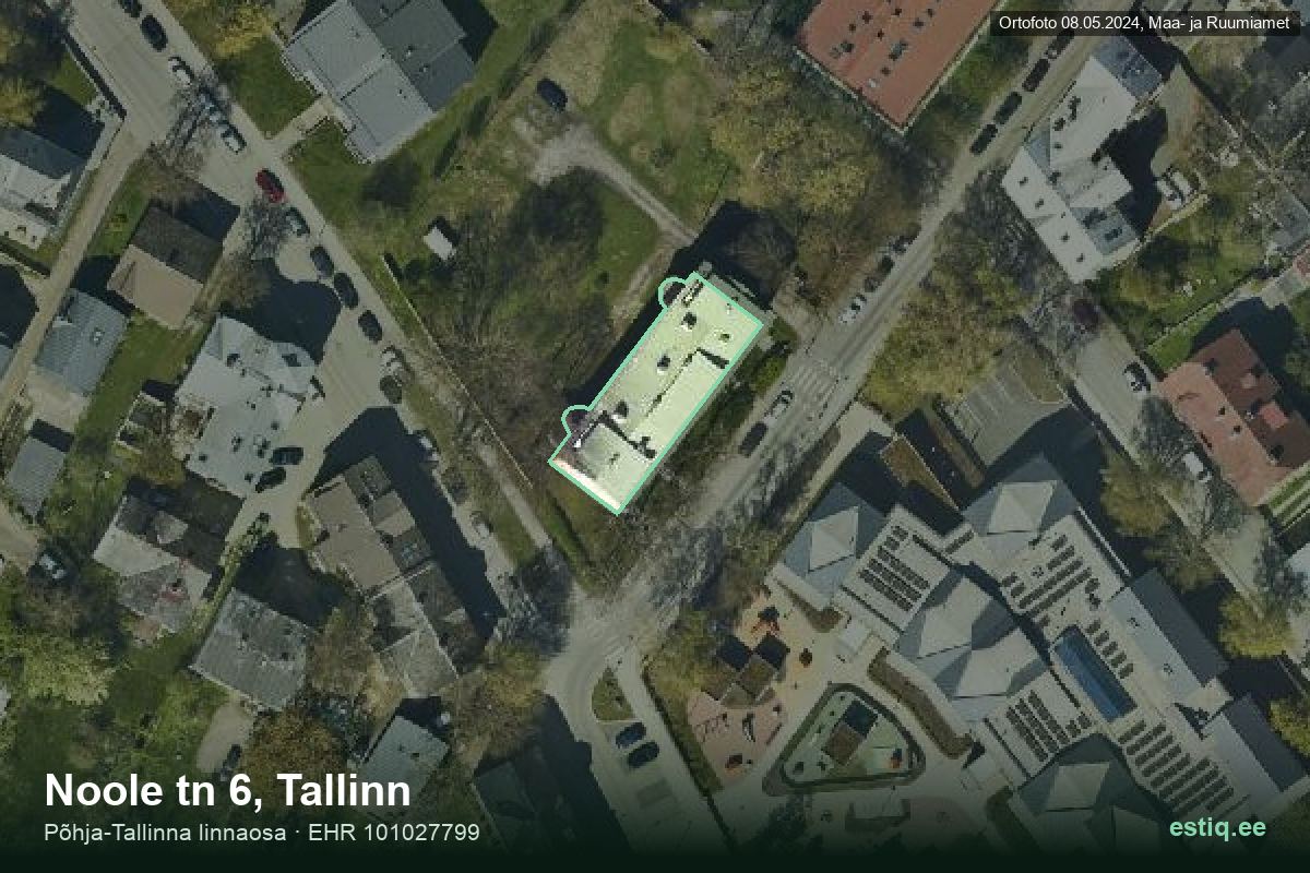Noole tänav 6, Tallinn – aerial photo of the building, outline from the Building Register (EHR)