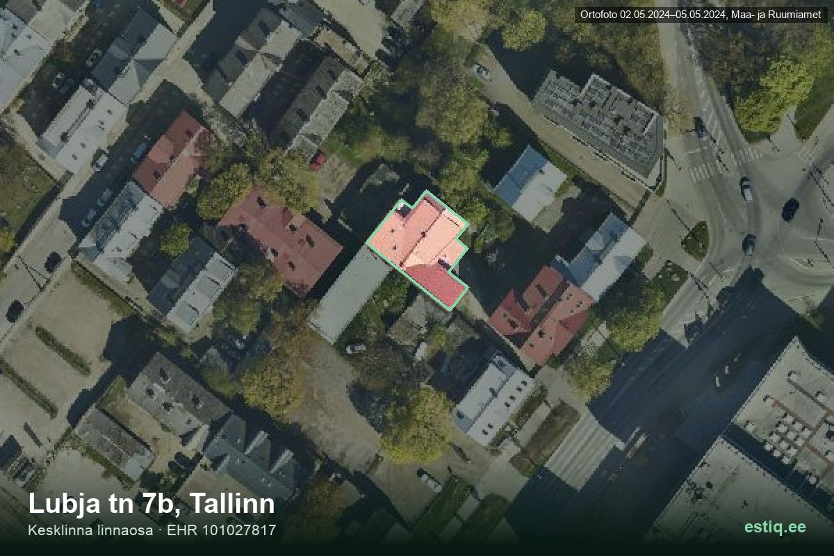 Lubja tänav 7b, Tallinn – hoone aerofoto, kontuur ehitisregistri (EHR) andmetest