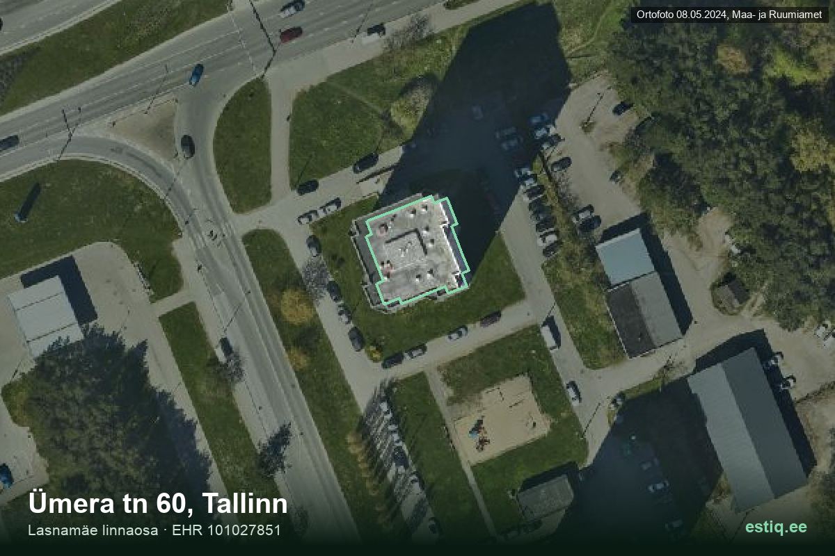Ümera tänav 60, Tallinn – hoone aerofoto, kontuur ehitisregistri (EHR) andmetest