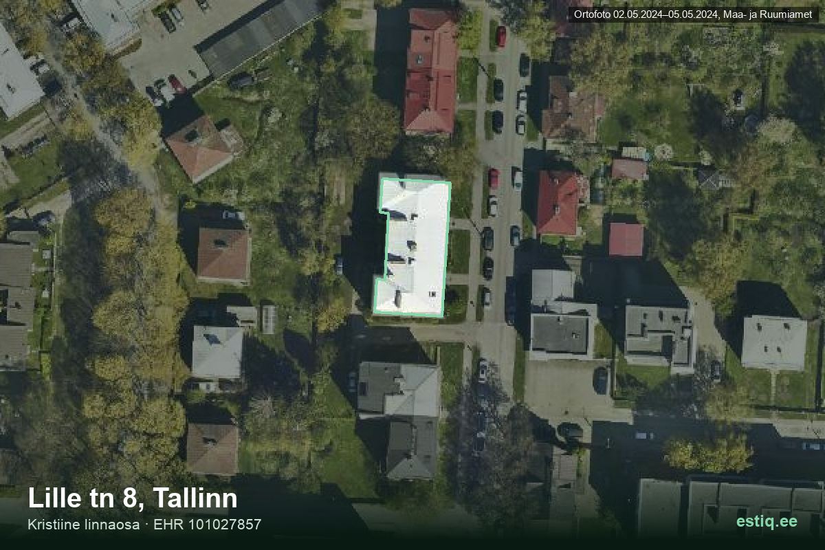 Lille tänav 8, Tallinn – aerial photo of the building, outline from the Building Register (EHR)