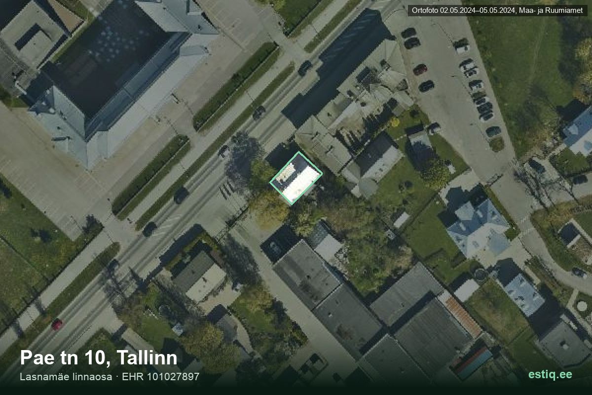Pae tänav 10, Tallinn – hoone aerofoto, kontuur ehitisregistri (EHR) andmetest