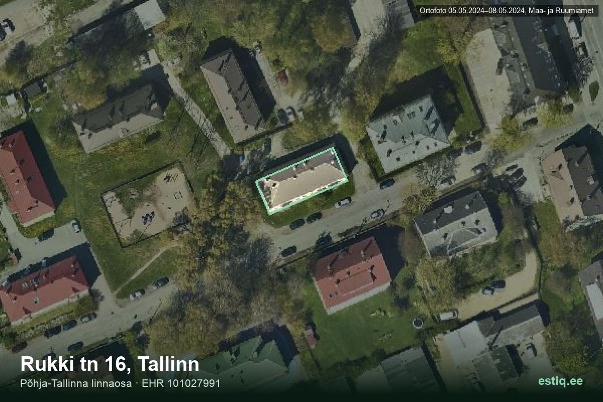 Rukki tänav 16, Tallinn – hoone aerofoto, kontuur ehitisregistri (EHR) andmetest