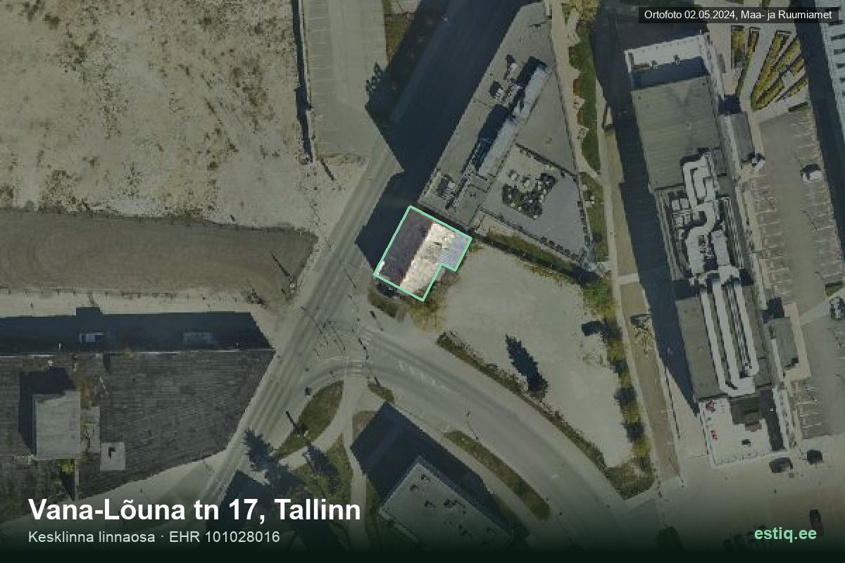 Vana-Lõuna tänav 17, Tallinn – aerial photo of the building, outline from the Building Register (EHR)