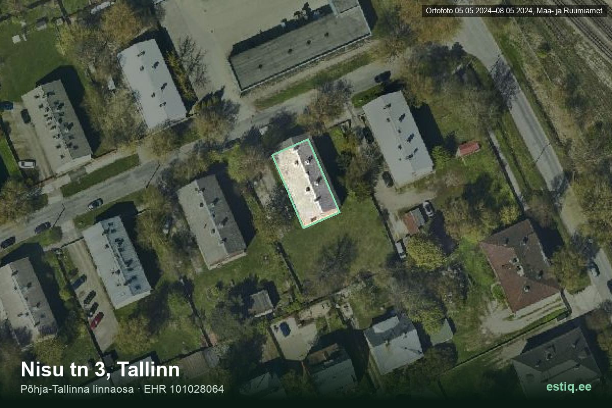 Nisu tänav 3, Tallinn – аэрофото дома, контур по данным регистра строений (EHR)