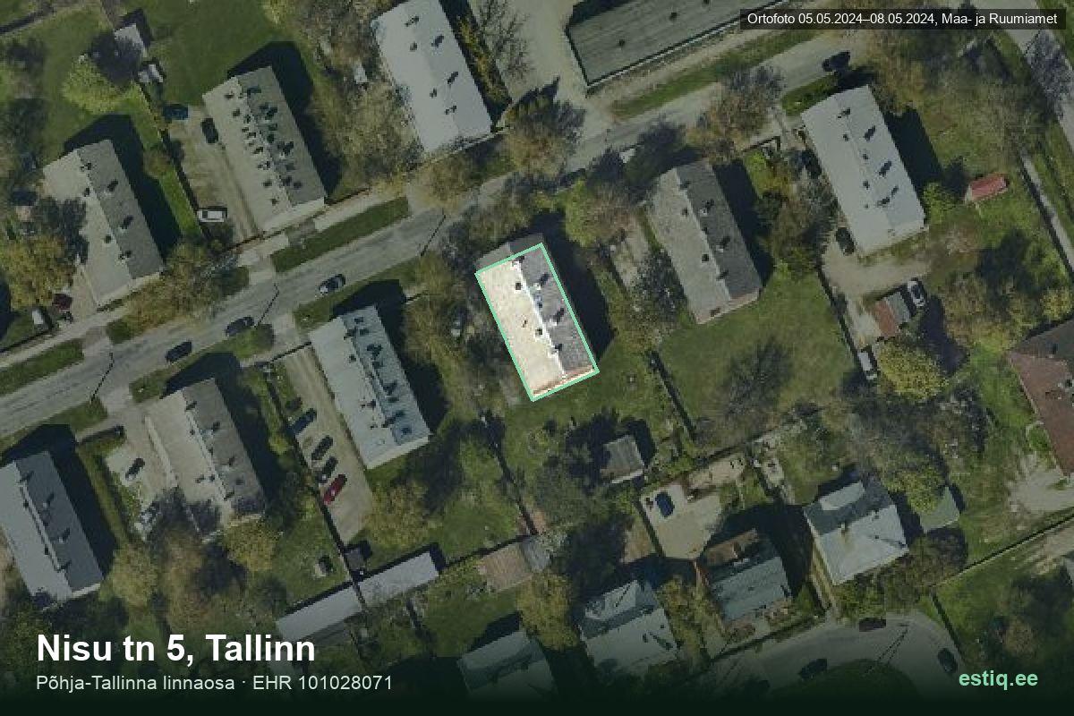 Nisu tänav 5, Tallinn – aerial photo of the building, outline from the Building Register (EHR)