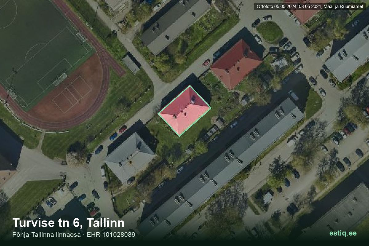Turvise tänav 6, Tallinn – hoone aerofoto, kontuur ehitisregistri (EHR) andmetest