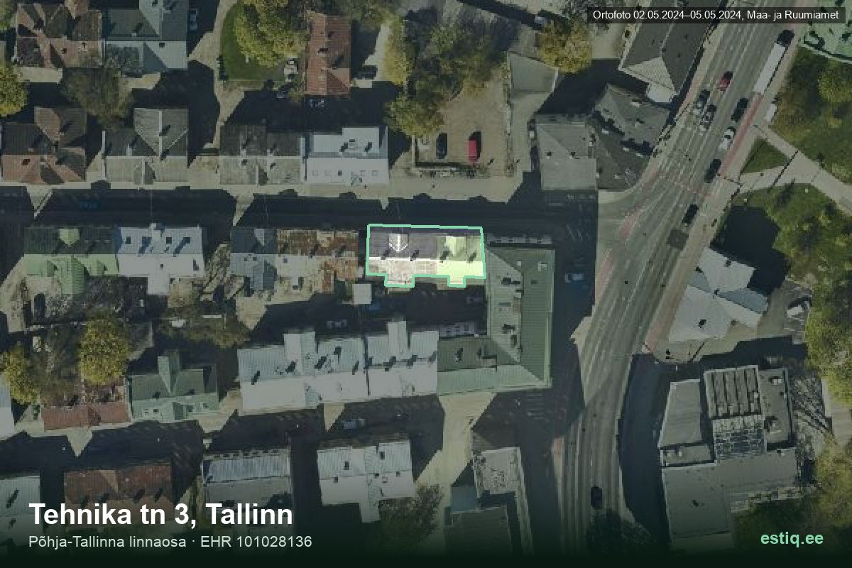 Tehnika tänav 3, Tallinn – aerial photo of the building, outline from the Building Register (EHR)