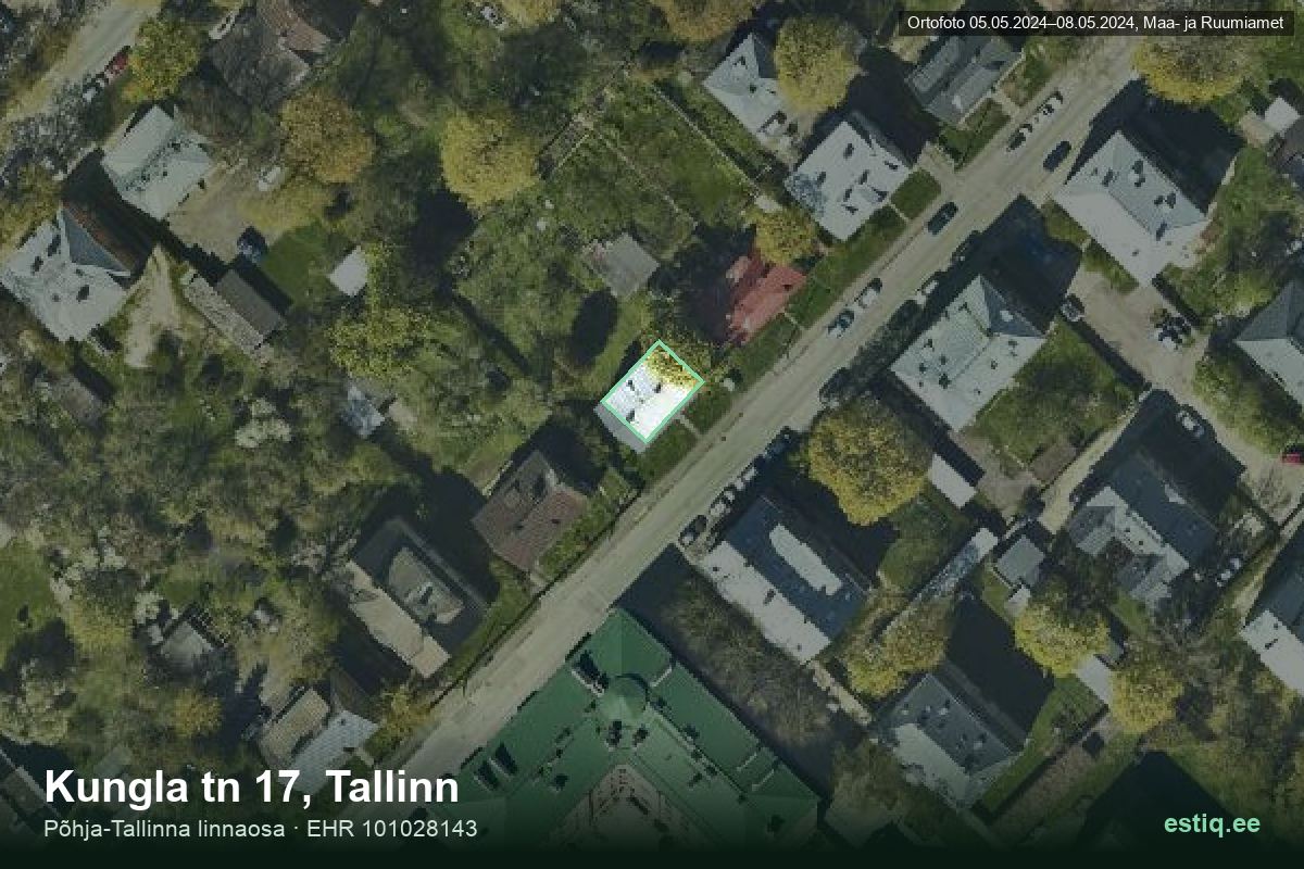 Kungla tänav 17, Tallinn – hoone aerofoto, kontuur ehitisregistri (EHR) andmetest