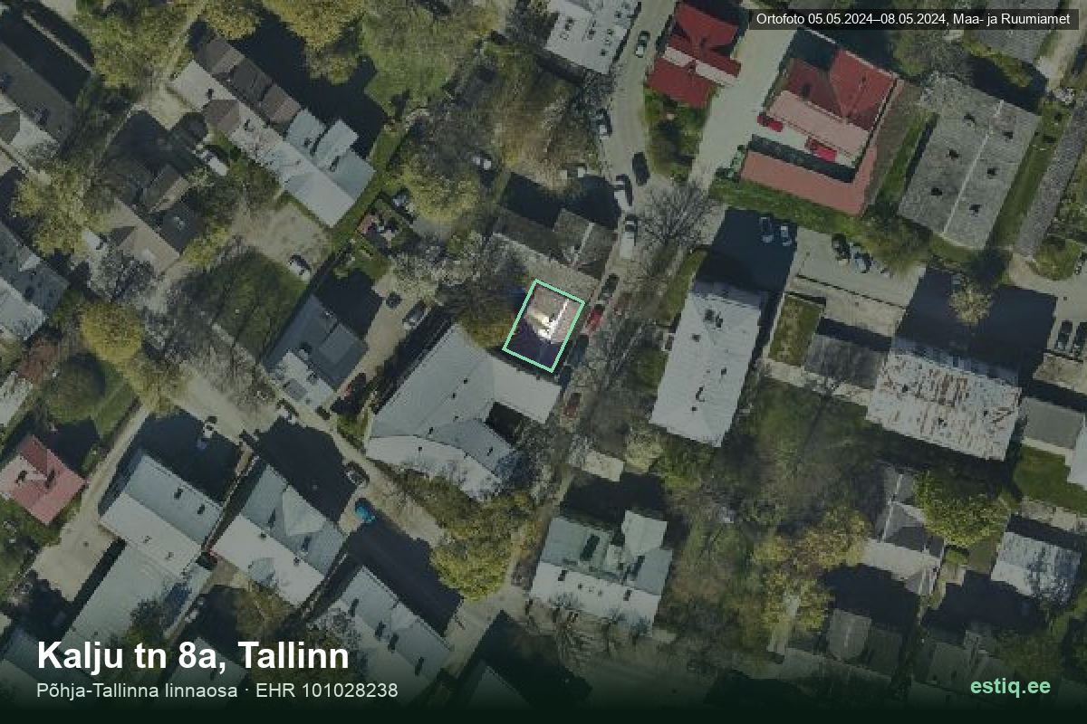 Kalju tänav 8a, Tallinn – hoone aerofoto, kontuur ehitisregistri (EHR) andmetest