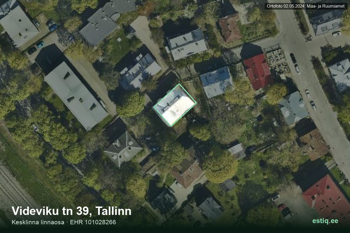 Videviku tänav 39, Tallinn – аэрофото дома, контур по данным регистра строений (EHR)