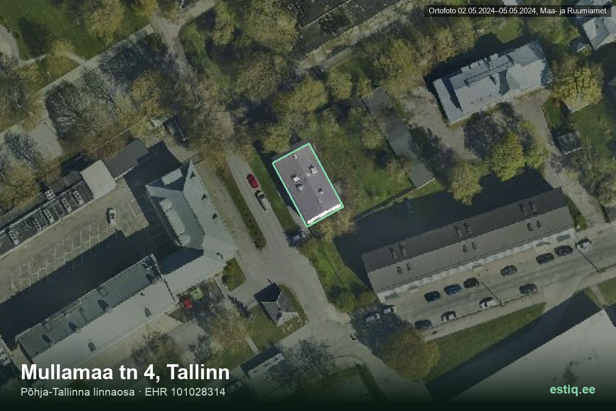 Mullamaa tänav 4, Tallinn – аэрофото дома, контур по данным регистра строений (EHR)