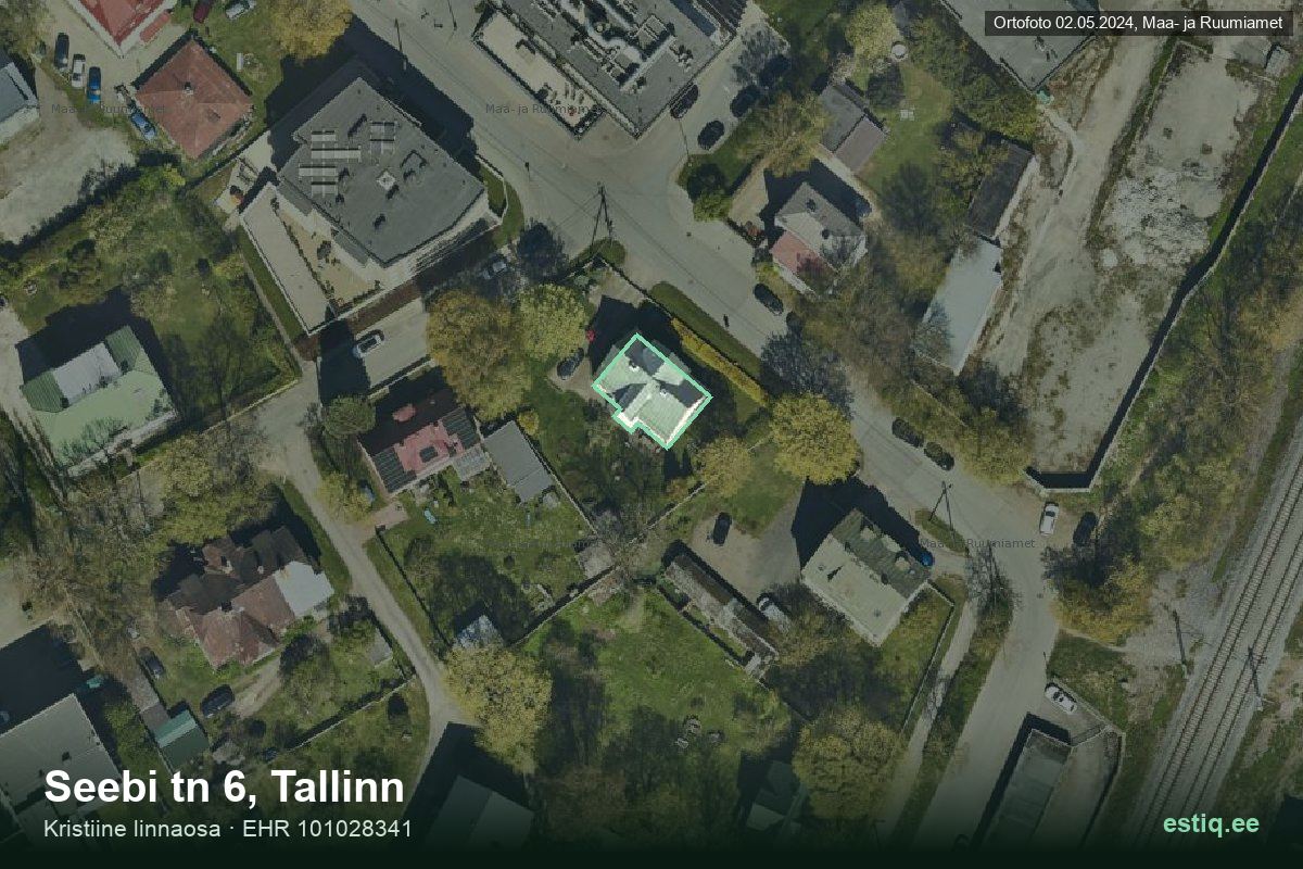 Seebi tänav 6, Tallinn – аэрофото дома, контур по данным регистра строений (EHR)