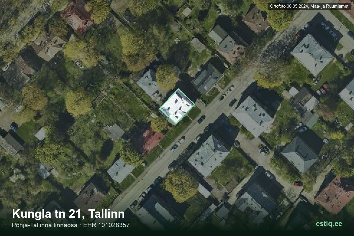 Kungla tänav 21, Tallinn – hoone aerofoto, kontuur ehitisregistri (EHR) andmetest