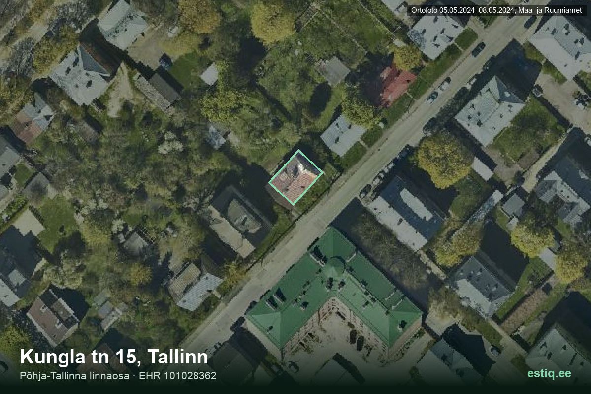 Kungla tänav 15, Tallinn – hoone aerofoto, kontuur ehitisregistri (EHR) andmetest